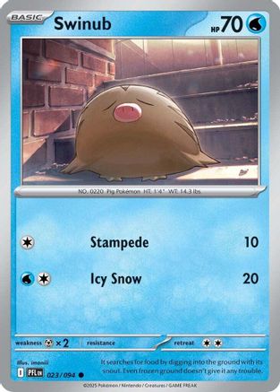 Image of Swinub 023  - Reverse Holofoil ME02 Phantasmal Flames - Common