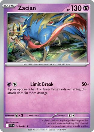 Image of Zacian 045/094  - Holofoil ME02 Phantasmal Flames - Rare