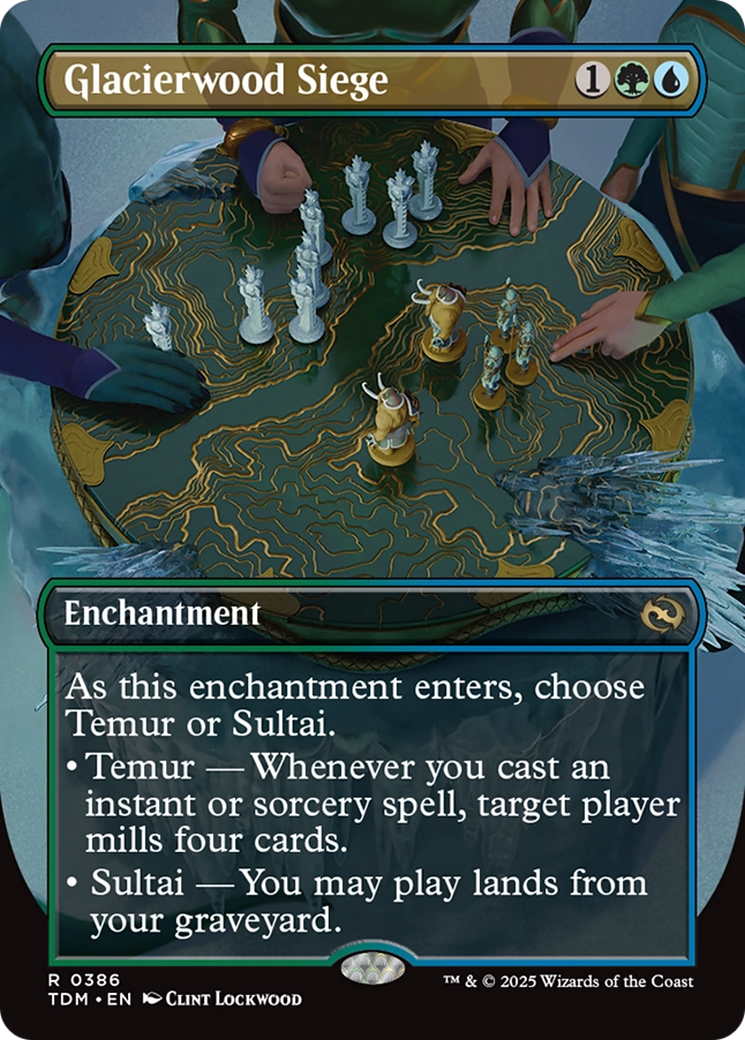 Image of Glacierwood Siege (Borderless) (TDM-386) - Tarkir: Dragonstorm: (enchantment) (Borderless) Foil