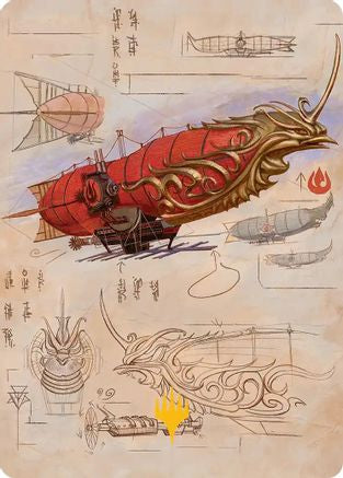 Image of Phoenix Fleet Airship Art Card (Gold-Stamped Planeswalker Symbol) (ASTLA-035) - Art Series: Avatar: The Last Airbender