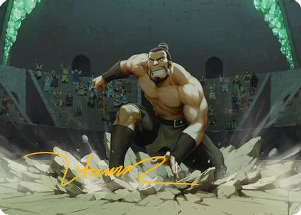 Image of The Boulder, Ready to Rumble Art Card (Gold-Stamped Signature) (ASTLA-013) - Art Series: Avatar: The Last Airbender