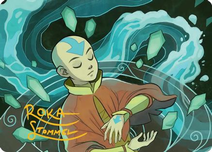 Image of Aang, at the Crossroads Art Card (Gold-Stamped Signature) (ASTLA-045) - Art Series: Avatar: The Last Airbender