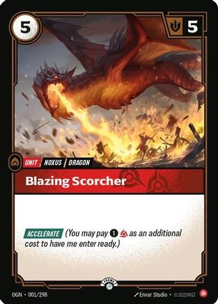 Image of Blazing Scorcher (001/298) - Riftbound Organized Play Promotional Cards Foil