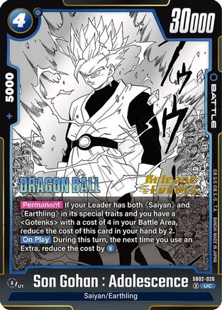 Image of Son Gohan : Adolescence (SB02-026) - Manga Booster 02 Release Event Cards Holofoil