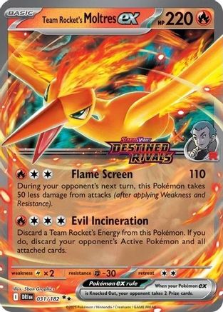 Image of Team Rocket's Moltres ex 031/182  - Holofoil Miscellaneous Cards & Products - Double Rare