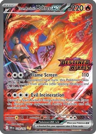 Image of Team Rocket's Moltres ex 229/182  - Holofoil Miscellaneous Cards & Products - Double Rare
