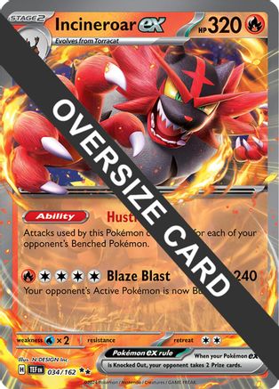 Image of Incineroar ex 034/162  - Holofoil Jumbo Cards - Double Rare