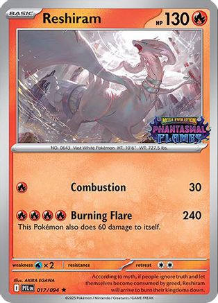Image of Reshiram (Phantasmal Flames Stamped) 017  - Holofoil Miscellaneous Cards & Products - Rare