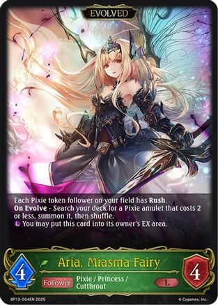 Image of Aria, Miasma Fairy (Evolved) (BP13-004EN) - BP13 Dominion of Darkness