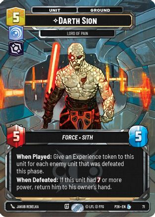 Image of Darth Sion - Lord of Pain (71) (71) - Sector and Regional Promos Season 1 Foil
