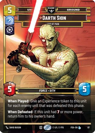 Image of Darth Sion - Lord of Pain (87) (87) - Sector and Regional Promos Season 1 Foil