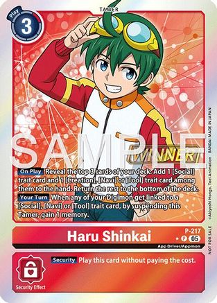 Image of Haru Shinkai (Official Store Tournament 2026 Vol. 1 Winner) (P-217) - Digimon Promotion Cards Foil