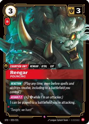 Image of Rengar - Pouncing (025/221) - Spiritforged Foil