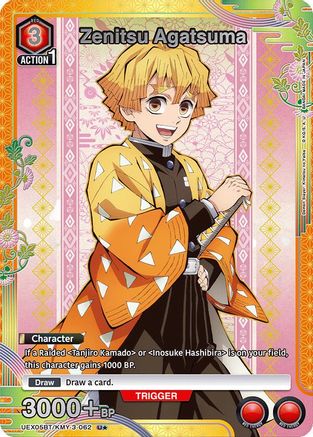 Image of Zenitsu Agatsuma (U*) (UEX05BT/KMY-3-062) - UEX05BT Demon Slayer Kimetsu no Yaiba Vol2 Foil