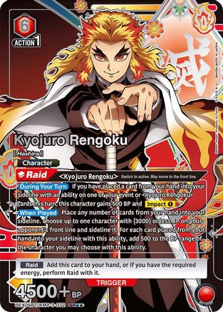 Image of Kyojuro Rengoku (072) (SR**) (UEX05BT/KMY-3-072) - UEX05BT Demon Slayer Kimetsu no Yaiba Vol2 Foil