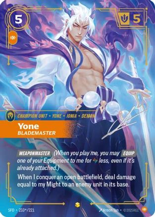 Image of Yone - Blademaster (Signature) (233*/221) - Spiritforged Foil