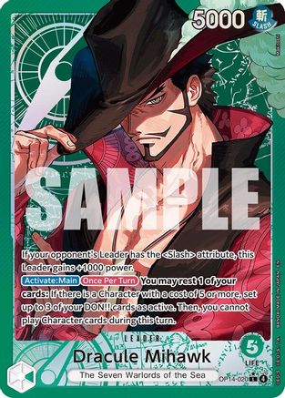 Image of Dracule Mihawk (Alternate Art) (OP14-020) - The Azure Sea's Seven Foil