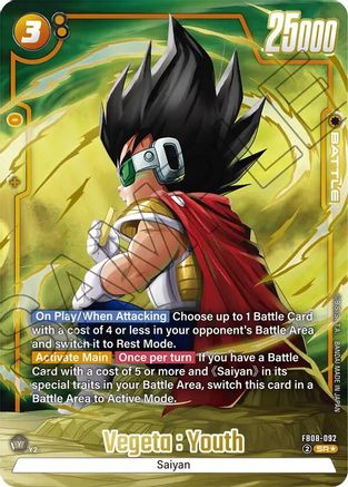 Image of Vegeta : Youth (Alternate Art) (FB08-092) - Saiyans Pride Holofoil