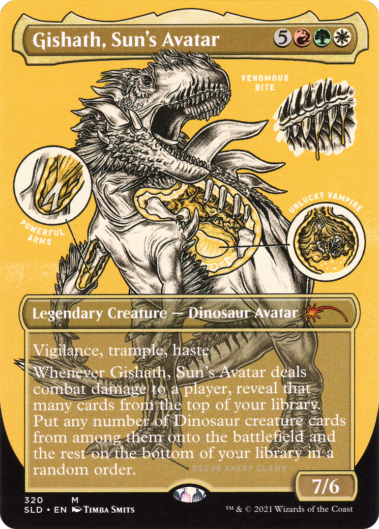 Image of Gishath, Sun's Avatar (SLD-320) - Secret Lair Drop (Borderless) Etched Foil