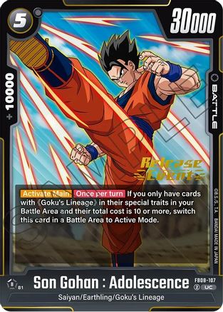 Image of Son Gohan : Adolescence - FB08-107 (FB08-107) - Saiyans Pride Release Event Cards