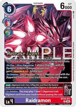 Image of Raidramon (BT24-071) - Time Stranger Foil