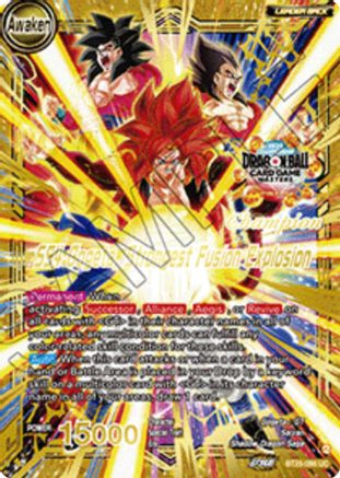 Image of SS4 Son Goku & SS4 Vegeta // SS4 Gogeta, Strongest Fusion Explosion (Champion) (BT25-098) - Tournament Promotion Cards Foil