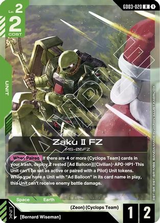 Image of Zaku II FZ (GD03-020) - Steel Requiem Holofoil