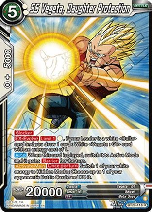 Image of SS Vegeta, Daughter Protection (BT29-118) - Fearsome Rivals Foil