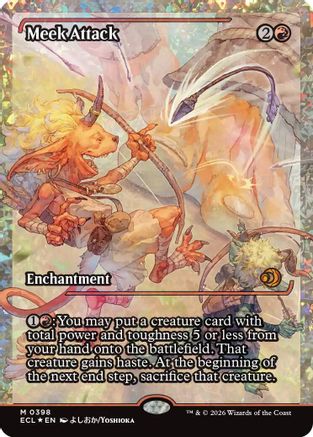 Image of Meek Attack (0398) (Showcase) (Fracture Foil) (ECL-398) - Lorwyn Eclipsed Foil