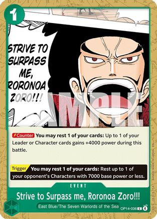 Image of Strive to Surpass me, Roronoa Zoro!!! (OP14-036) - The Azure Sea's Seven