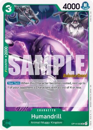 Image of Humandrill (OP14-032) - The Azure Sea's Seven Release Event Cards
