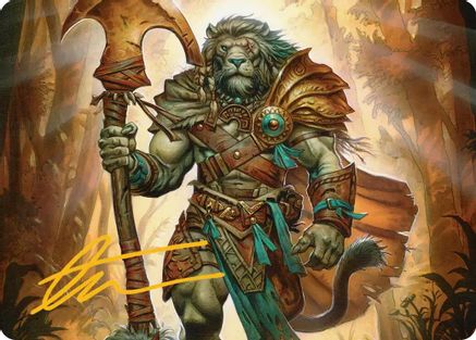 Image of Ajani, Outland Chaperone Art Card (Gold-Stamped Signature) (ASECL-028) - Art Series: Lorwyn Eclipsed