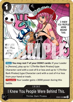 Image of I Knew You People Were Behind This. (EB03-049) - Extra Booster: One Piece Heroines Edition