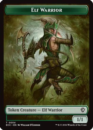 Image of Elf Warrior (0004) // Plant (0005) Double-Sided Token (ECC-4 // 5) - Commander: Lorwyn Eclipsed Foil