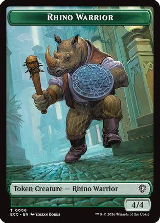 Image of Rhino Warrior // Elemental (0010) Double-Sided Token (ECC-6 // 10) - Commander: Lorwyn Eclipsed Foil