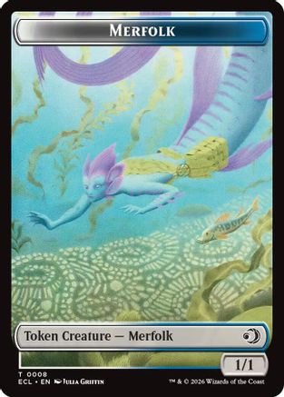 Image of Merfolk // Worm Double-Sided Token (ECL-8 // 9) - Lorwyn Eclipsed Foil