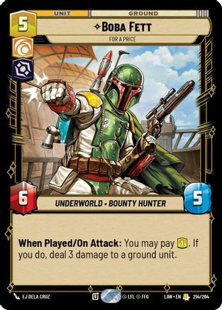 Image of Boba Fett - For a Price (214/264) - A Lawless Time