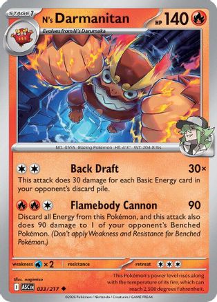 Image of N's Darmanitan 033  - Reverse Holofoil ME Ascended Heroes - Uncommon