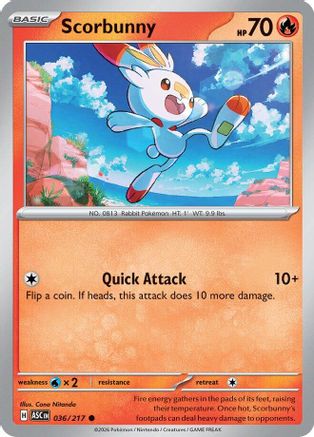 Image of Scorbunny 036/217  - Reverse Holofoil ME Ascended Heroes - Common