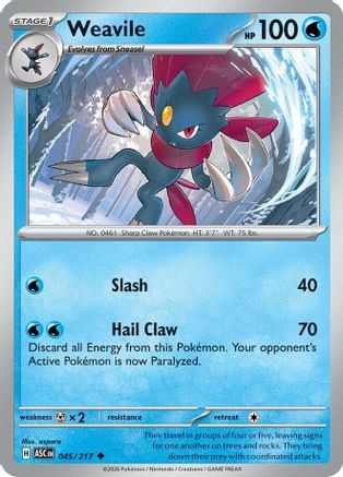 Image of Weavile 045/217  ME Ascended Heroes - Uncommon