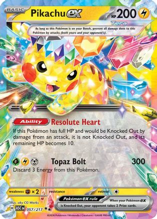 Image of Pikachu ex 057/217  - Holofoil ME Ascended Heroes - Double Rare