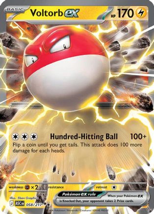 Image of Voltorb ex 058  - Holofoil ME Ascended Heroes - Double Rare