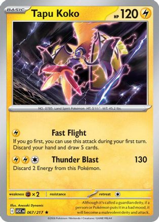 Image of Tapu Koko 067  - Reverse Holofoil ME Ascended Heroes - Rare