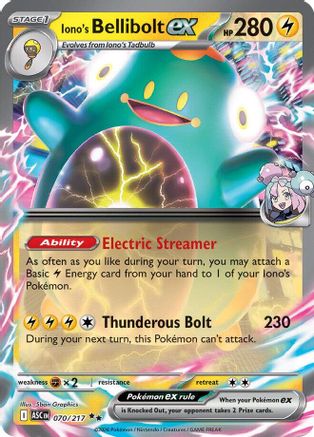 Image of Iono's Bellibolt ex 070/217  - Holofoil ME Ascended Heroes - Double Rare
