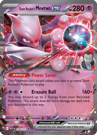 Image of Team Rocket's Mewtwo ex 079/217  - Holofoil ME Ascended Heroes - Double Rare