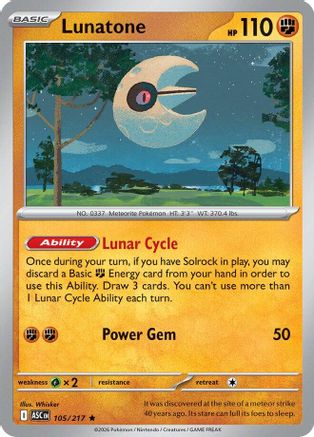 Image of Lunatone 105  - Holofoil ME Ascended Heroes - Rare