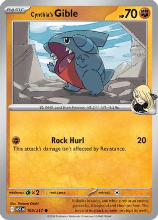 Image of Cynthia's Gible 109  - Reverse Holofoil ME Ascended Heroes - Common