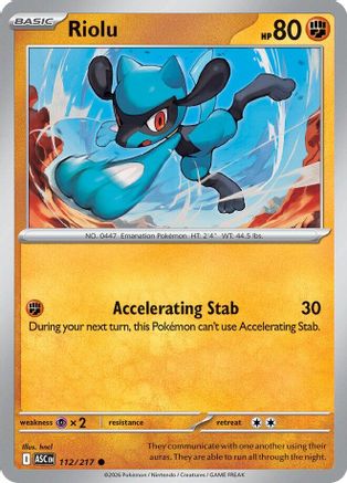 Image of Riolu 112  - Reverse Holofoil ME Ascended Heroes - Common