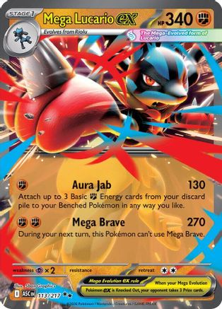 Image of Mega Lucario ex 113  - Holofoil ME Ascended Heroes - Double Rare