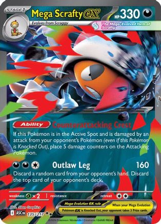 Image of Mega Scrafty ex 135/217  - Holofoil ME Ascended Heroes - Double Rare